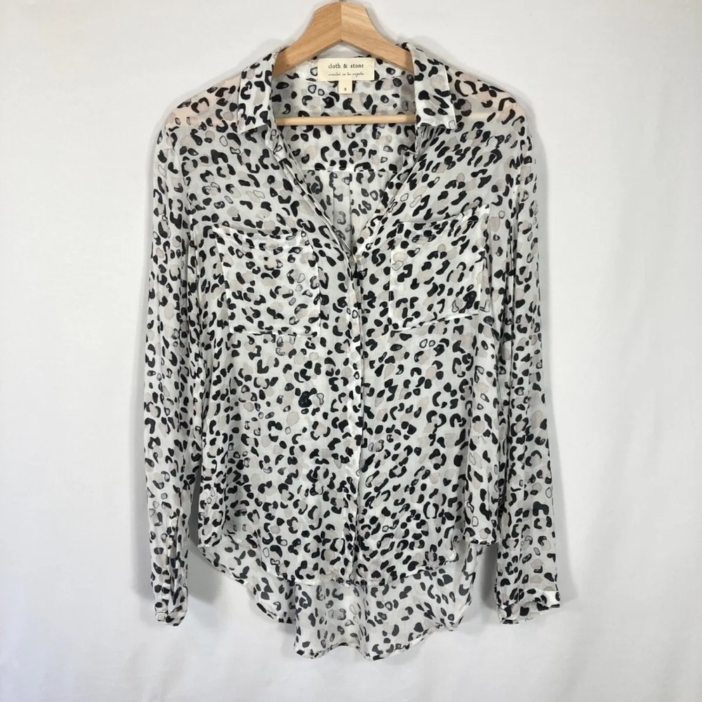 Cloth & Stone Leopard Print Button Down - image 1
